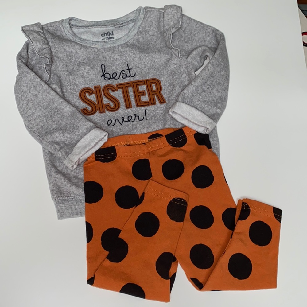 18M Carter’s 2 piece best sister grey and burnt orange legging long sleeve